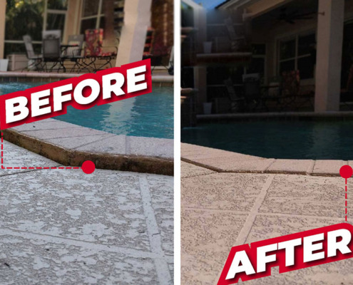 Pool deck leveling before after